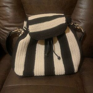 The Sak Black and Cream Striped Bag